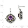 thumbnail image 3 of Shey Couture Sterling Silver with 14K Accent Antiqued Cushion Amethyst Post Dangle Earrings QTC687, 3 of 4