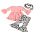 thumbnail image 2 of Little Girls Ruffle Flare Tunic Dress Top Striped Leggings Pants 2PC Outfits Set, 2 of 6