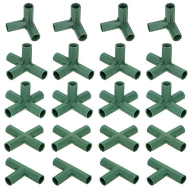 Uxcell 20 Pcs 16mm Greenhouse Frame Building Connectors, 5 Types Pipe Fitting for Grape Trellis/Sunscreen Shed/Gardening Plant Stakes [Green]
