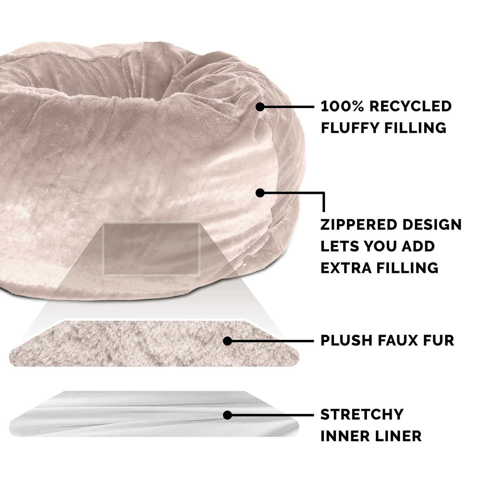 FurHaven Pet Products Round Plush Ball Dog Bed - Shell, Extra Large - 45"
