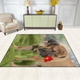 thumbnail image 3 of SKYSONIC Lightweight Soft Area Rugs Mastiff Dog Sniffs Red Tulip Floor Mat for Kids Playing Room Hardwood Floor Living Room 63x48 inch Nursery Rugs, 3 of 6