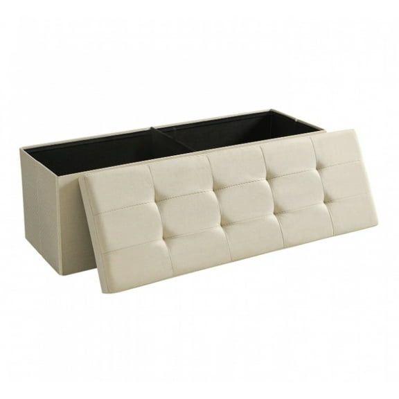 43 Inches Folding Storage Ottoman Bench, Ottoman Foot Rest, End of Bed Bench, Storage Chest, Load 660 lb, for Living Room, Bedroom,Entryway,Beige