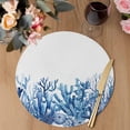thumbnail image 3 of Nautical Coastal Round 13 Inch Placemats Set of 2, Summer Ocean Coral Starfish Conch Blue HeatResistant Non Slip Place Mats for Dining Table, Wipeable Braided Kitchen Table Mats for Housewarming, 3 of 9