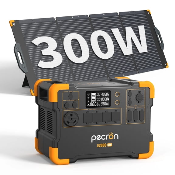 PECRON E2000LFP 1920Wh/2000W Portable Power Station with 300W Solar Panel LiFePO4 Battery Solar Generator for Home Backup, Outdoor Camping, Emergency