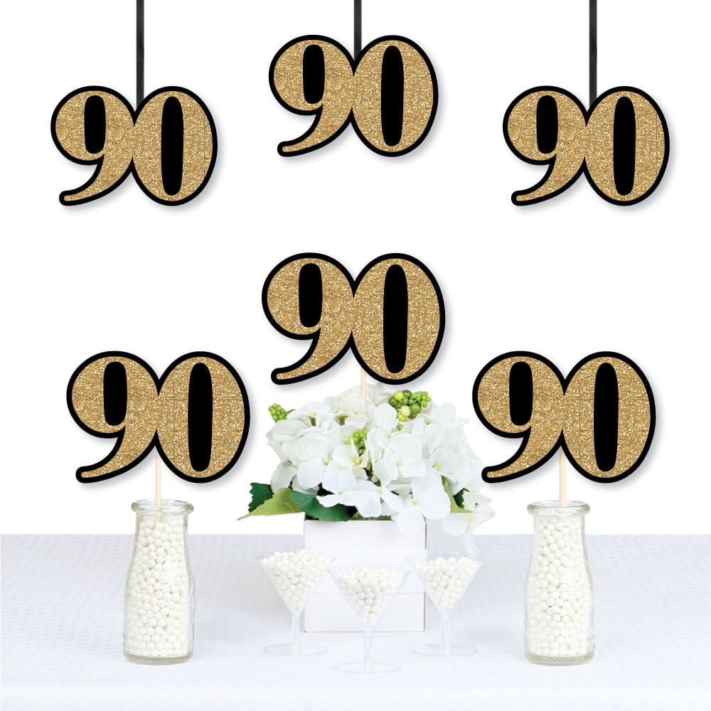 Big Dot Of Happiness 90th Birthday Gold Decorations Diy Party Essentials Set 20 Com