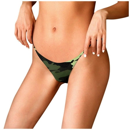

YDKZYMD Womens Underwear Sexy No Show Low Rise Comfortable Invisibles Graphic Ultra-thin Thongs Tangas Panty Camouflage