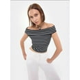 thumbnail image 3 of Striped Off-Shoulder Top, 3 of 5