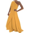 thumbnail image 1 of Vestido largo boho de un solo hombro para mujer - Color liso, fluido - Informal/playa/vacaciones - Mezcla de poliéster y spandex, 1 of 6