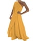 thumbnail image 1 of Vestido largo boho de un solo hombro para mujer - Color liso, fluido - Informal/playa/vacaciones - Mezcla de poliéster y spandex, 1 of 6