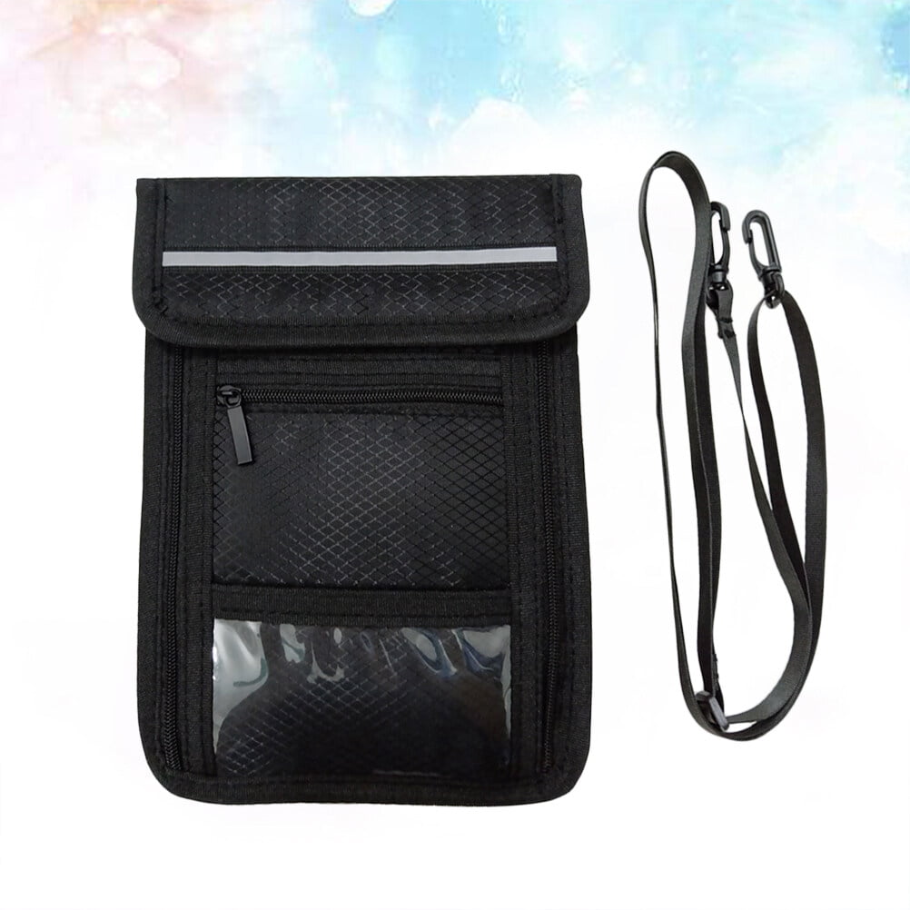 Waterproof Hanging Passport Holder Wallet Multifunctional Portable Bag for  Certificate Ticket Money Pouch for Travel (Black)