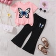 thumbnail image 2 of HCNTES Little Kids 2 Piece Outfits Baby Girls Summer Short Sleeve T-Shirts and Pants Set Fashion Clothing Sets Girls School Clothes 3T 4T 5T 6T 7T(H03-B,5-6 Years), 2 of 4