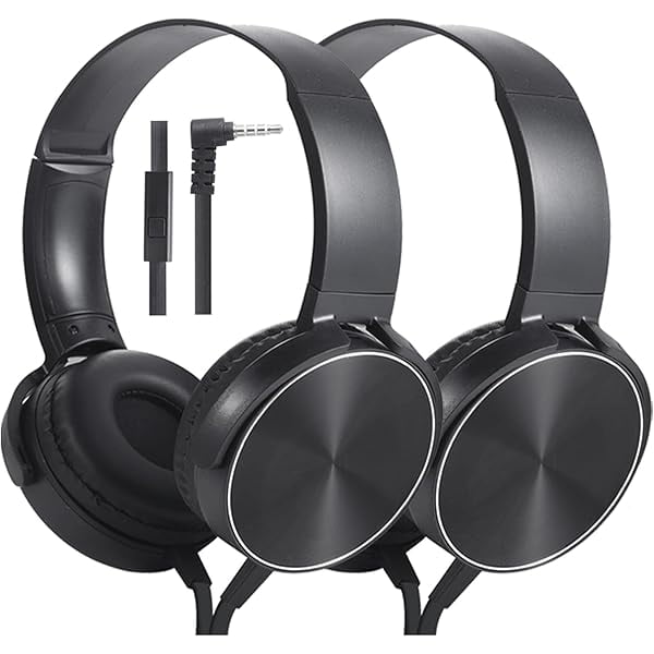 wonima01 2 Pack Classroom Headphones with Microphone for Kids All Ages K-12, Durable Wired Students Computer Headphones for School, Library Airplane, Online Learning and Travel(HY450, Black)