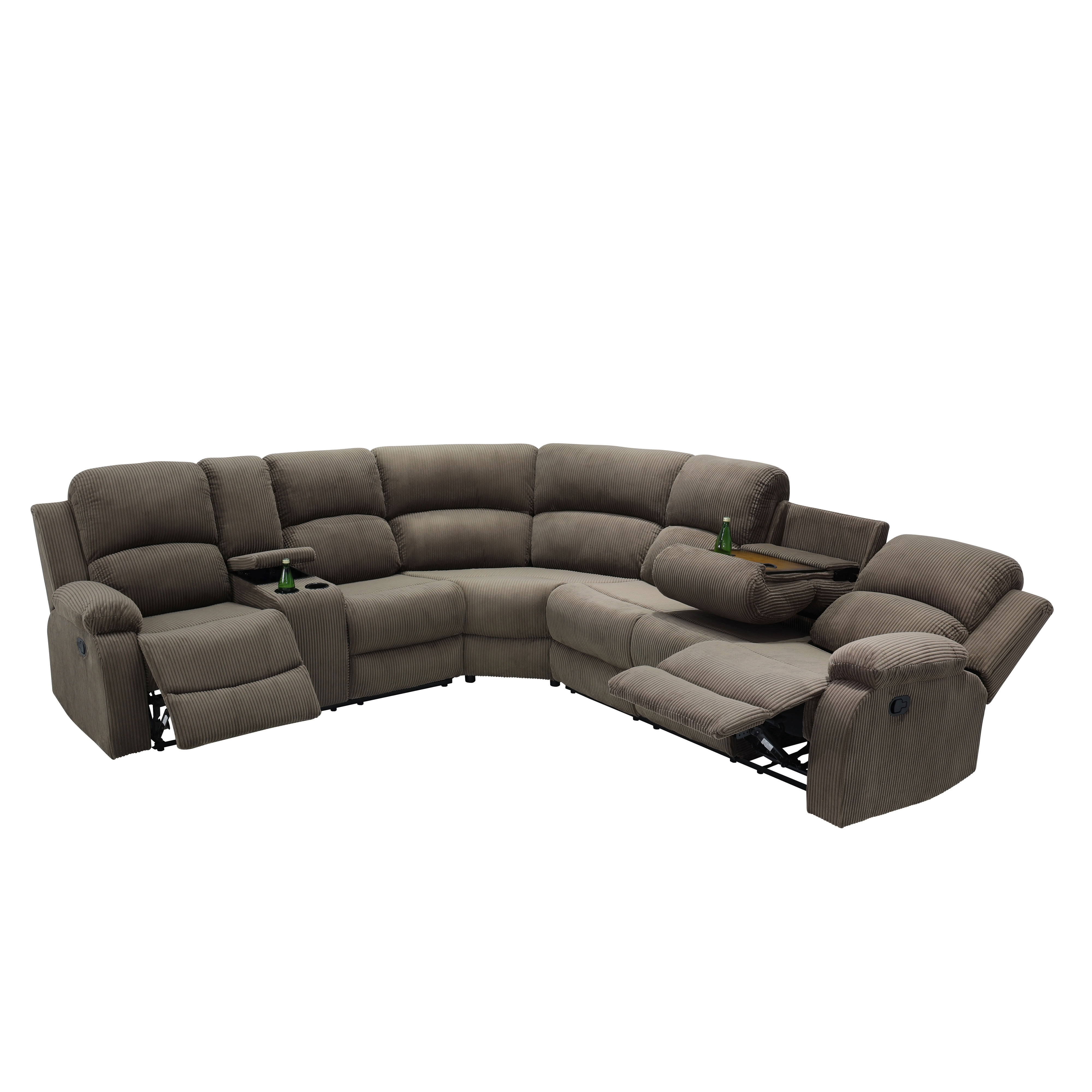 MAYEERTY Power Reclining L-Shaped Sectional Sofa, Recliner with Console Storage & USB Charging, 110-115° Adjustable Backrest for Living Room
