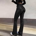 thumbnail image 6 of XPMWRP Women's High Waist Faux Leather Flare Pants Stretchy Bell Bottom Pants for Casual & Party Y2K Fashion Skinny Bootcut Trousers Black XL, 6 of 8