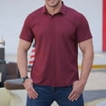 thumbnail image 2 of DLfVUB Men's Solid Cotton Dress Shirt Big and Tall Loose Tops Short Sleeve Button Down T-Shirt Business Formal Office Casual Shirts Turndown Collar Tee Red XXL, 2 of 8