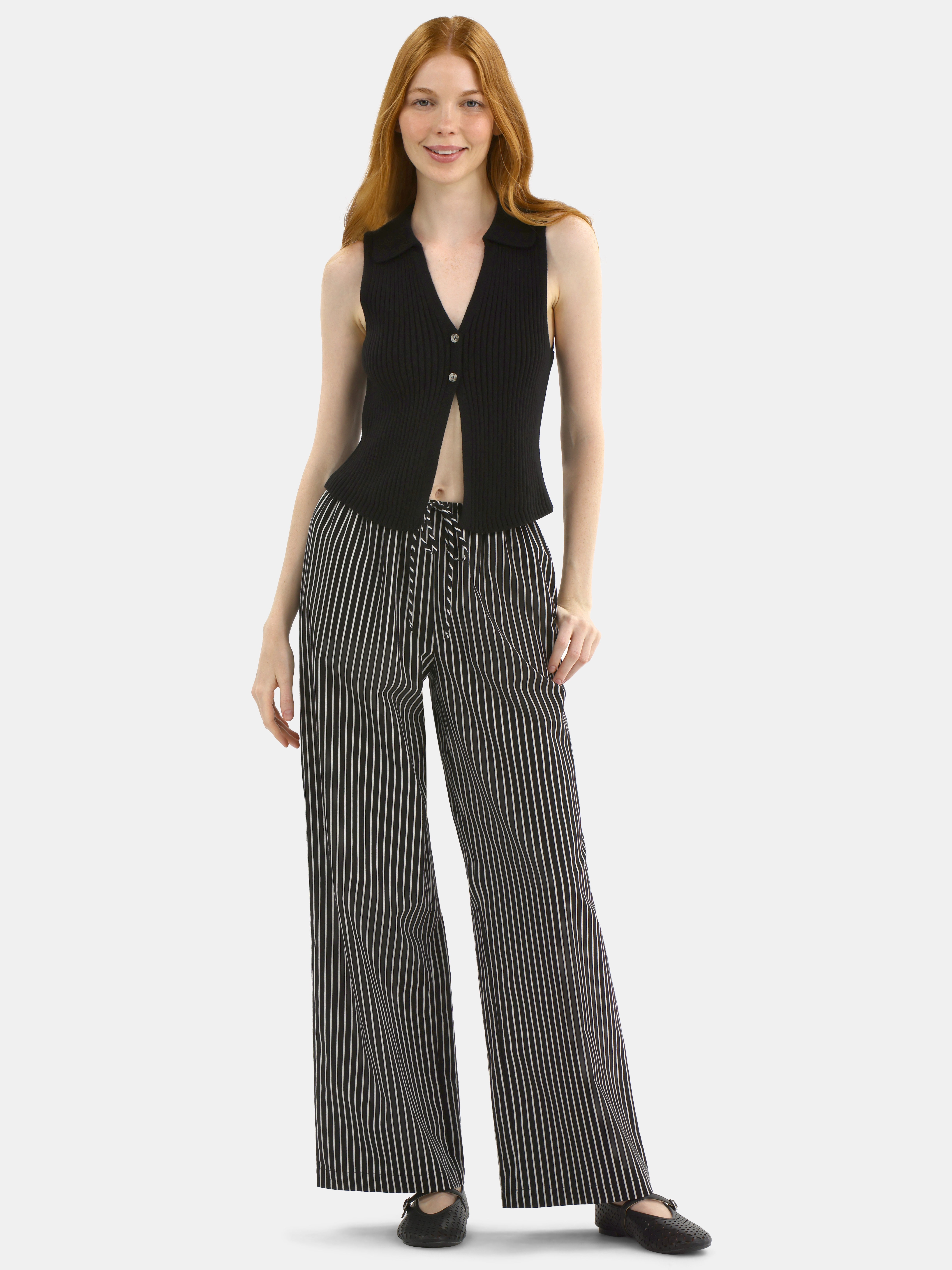 No Boundaries Cotton Pull-On Wide-Leg Beach Pants, Women's