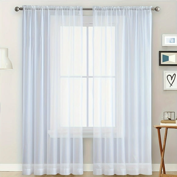 XmhyTop-A Cortina de color liso, 2 piezas, 140 x 260 cm, para ventana, sala de estar, dormitorio y decoración del hogar, color blanco