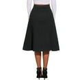 thumbnail image 3 of GRACE & GRANDEUR Womens' Stretchy High Waist Buttons Front A-Line Flowy Midi Skirts with Pockets XS Black, 3 of 6