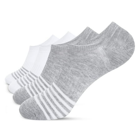 

KC-TAHO No Show Socks 4 Pairs for Men and Women Cotton Non Slip Full Heel Pocket Arch Support Flat Boat Invisible Liner Socks