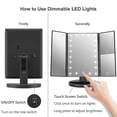 thumbnail image 5 of Lighted Makeup Mirror With 22 Led Lights, Trifold Vanity Mirror With 3x/2x/10x Magnification(black)，SEBNEEI, 5 of 5