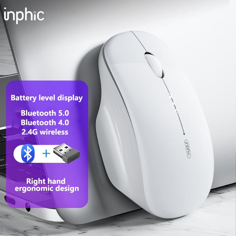 Inphic M1-2 Bluetooth Mouse Rechargeable Office Silent Wireless Mouse Battery Level Display Ultra Thin For Laptops and Tablets