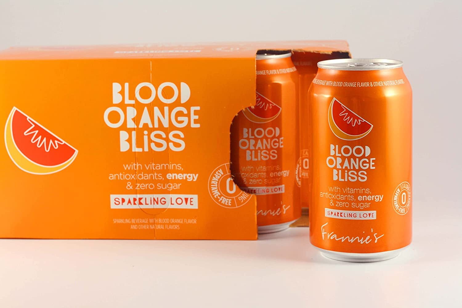 AmishTastes Frannies Blood Orange Bliss Sparkling Beverage, Protected With High-Density Foam, 12 Oz. Pack of 8