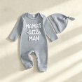 thumbnail image 2 of CAICJ98 Baby Boy Fall Winter Clothes Newborn Dad's Little Dude/Mama's Little Man Matching Outfits Long Sleeve Ribbed Knit Striped Romper Bodysuit with Hat,Size 0-3 Months, 2 of 8