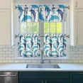 thumbnail image 3 of Kitchen Curtains 24 Inch Short - 3 Panel Set, Shark Whale Dolphin Ocean Theme, Rod Pocket Window Curtain, 100% Polyester for Nautical Farmhouse Kitchen, Easy Wash, 3 of 6