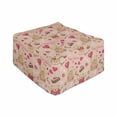 thumbnail image 1 of Valentines Rectangle Pouf, Teddy Bears Celebrating Your Happy Valentines Day Cakes Balloons, Under Desk Foot Stool for Living Room Office Ottoman with Cover, 25", Coral Brown Peach, by Ambesonne, 1 of 4