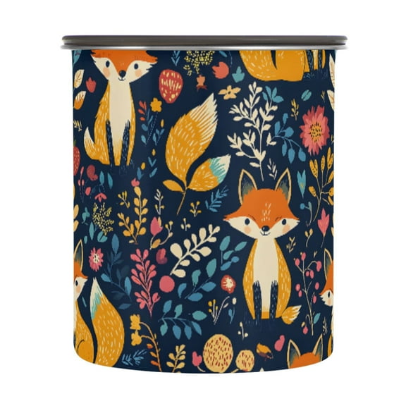 Fox Animal Airtight Coffee Bean Canister 30oz Food Storage Containers with Lids For Gournd, Tea, Sugar, Flour, Rice, Cereal, Candy Cookie Jar