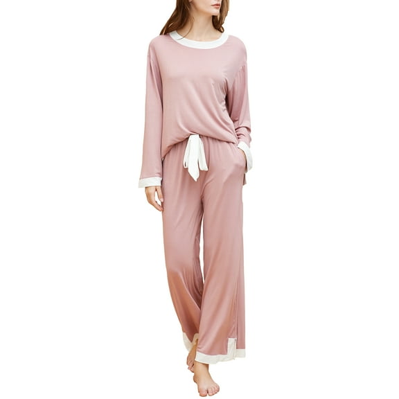 Richie House Womens Pajama Set Long Sleeve Sleepwear Scoop Neck Pjs Sets S-XXL 2 Pc set Lounge RHW4044