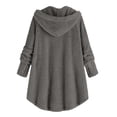 thumbnail image 3 of kaondbfi Long Plush Jackets for Stylish Women Plus Size Button Down Fuzzy Fleece Coat Womens Pullover Tops, 3 of 5