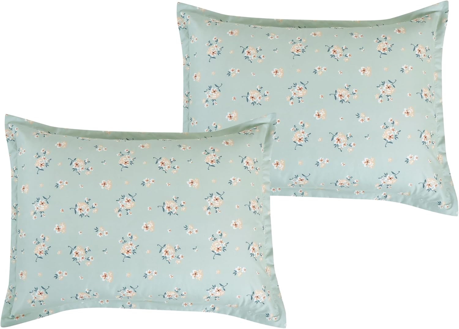 Chezmoi Collection Thistle 2-Piece Tranquil Floral Comforter Set Twin, Soft Green White Floral Printed Microfiber Lightweight Bedding Set for All season