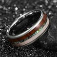 thumbnail image 2 of 8mm Tungsten Wedding Ring Deer Antler Abalone Shell and Koa Wood Inlay Dome Polished Comfort Fit Size 7-12, 2 of 5