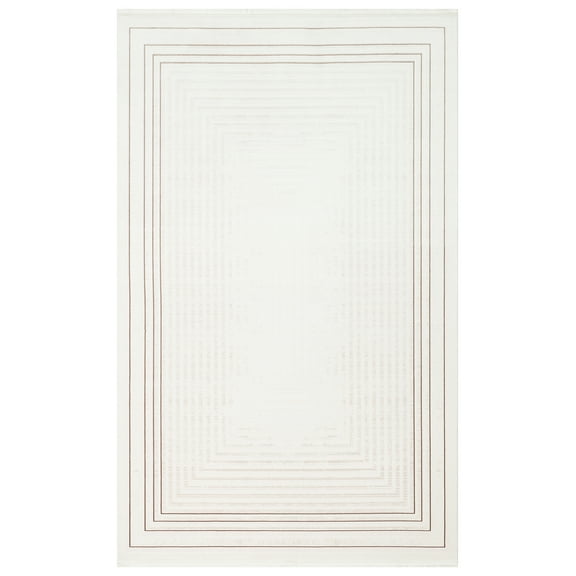 Danube Beige Frame Acrylic Area Rugs for Living Room Jacquard Textured Modern Rugs Soft Geometric Rug for Bedroom Mid Century Washable Rug Non-Slip Bohemian Carpet Perfect for Dining Room Beige