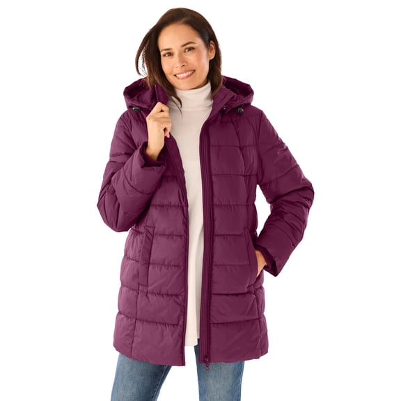Woman Within Plus Size Hands-Free Puffer Coat