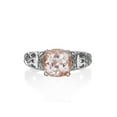 thumbnail image 3 of 14K White Gold 2.00 CT natural peach/pink VS Morganite Ring Vintage Art Deco Filigree, 3 of 3