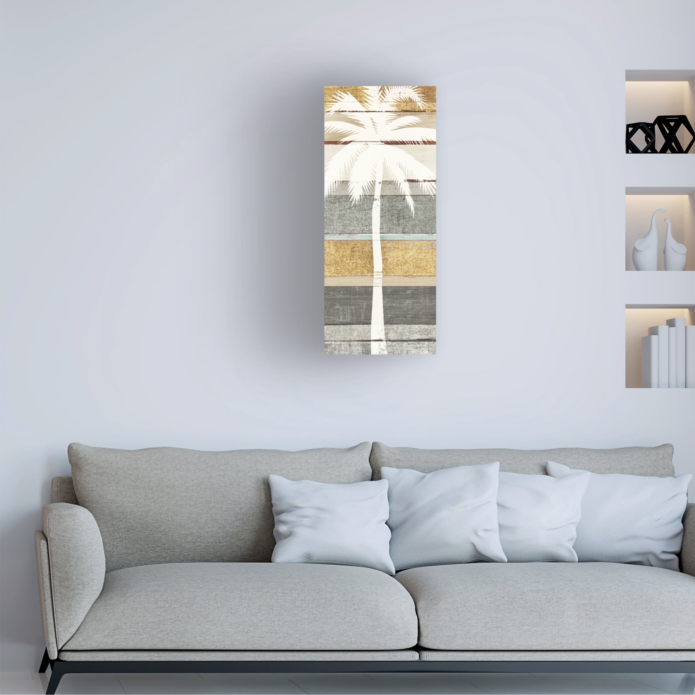 Trademark Fine Art 'Beachscape Palms V Gold Neutral' Canvas Art by Michael Mullan