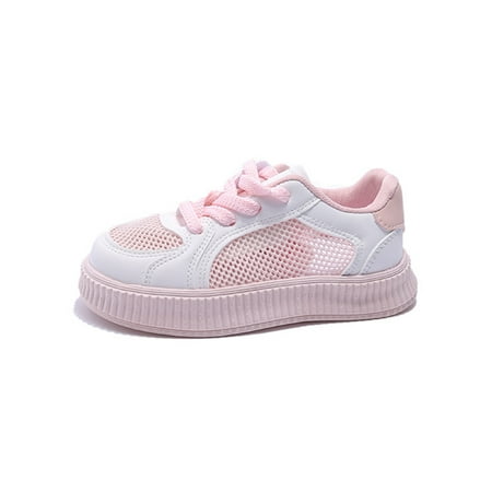 

Lacyhop Kids Sneakers Sport Casual Shoes Mesh Flats School Comfort Skate Shoe Lightweight Lace Up Pink 12C