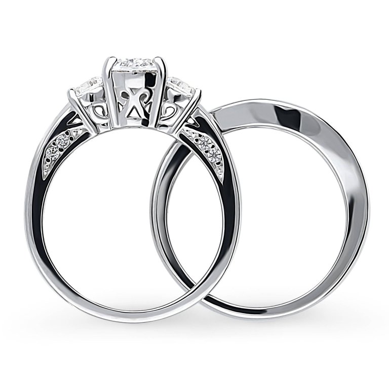BERRICLE Sterling Silver 3-Stone Wedding Engagement Rings Oval Cut
