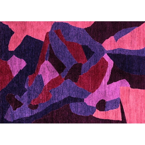 Ahgly Company Indoor Rectangle Oriental Pink Modern Area Rugs, 7' x 9'
