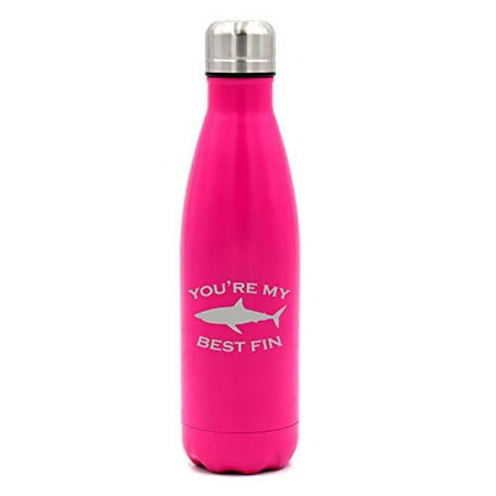 MIP Brand 17 oz. Double Wall Vacuum Insulated Stainless Steel Water Bottle Travel Mug Cup You're My Best Fin Friend Shark (Best Water Bottle Rocket Fins)