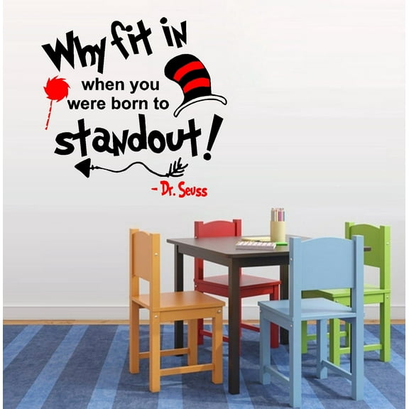 Decal ~ Why Fit in When you were born to stand out #3: Children Wall Decal ~ 20" x 21" (Black/Red)