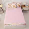 thumbnail image 4 of Manfei Cute Rabbit Zipper Twin Comforter Sets with Fitted Sheet and 2 Pillowcases,Woodland Animal Zipper Bedding Set,Pink,Pink Reversible,4pcs, 4 of 8