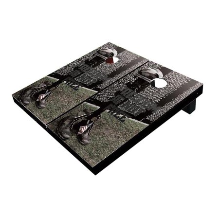 Skip's Garage Freedom Is Not Free Solid Wood Cornhole Board Set