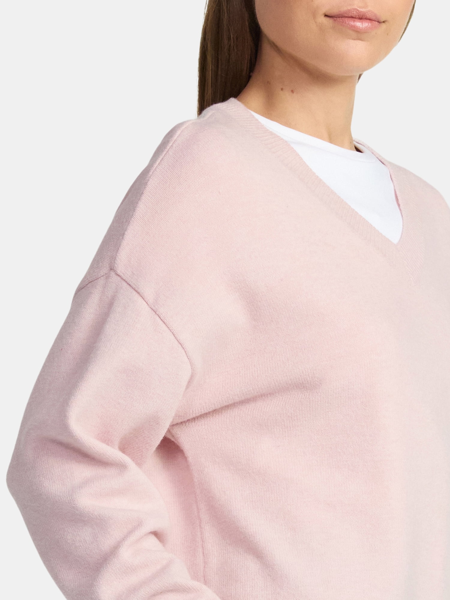 Time and Tru Women's V Neck Pullover Sweater, Lightweight, Sizes XS-XXXL
