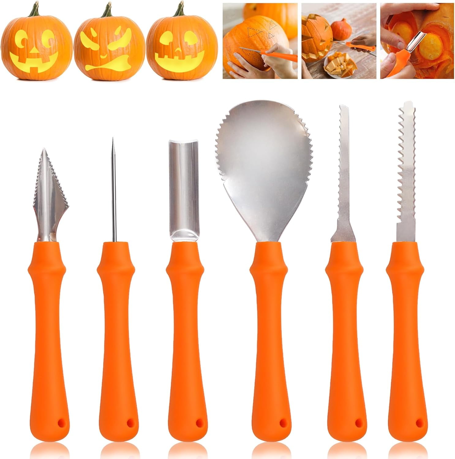 Kit Sculpture Citrouille Halloween 24 Pièces - Emporte-pièces Inox, Marteau, Outils DIY - 14