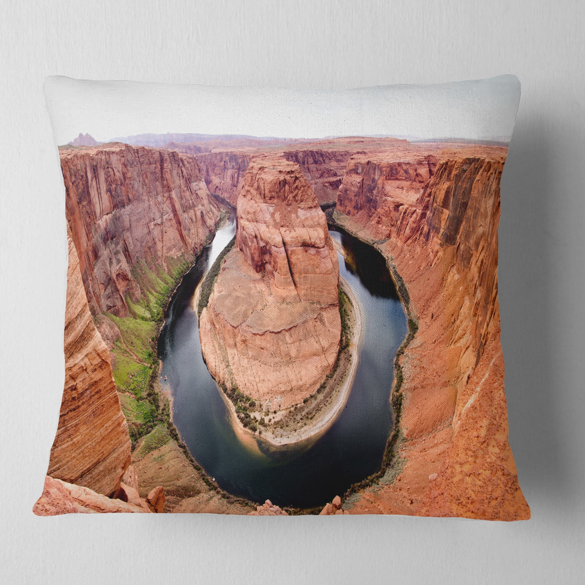 Designart Horse Show at Grand Canyon - Landscape Photography Throw Pillow - 16x16