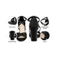 thumbnail image 4 of BLISSFUL STEP Women's Sandals Lace Block Heel Open Toe Crisscross Ankle Strap Heels Black 7, 4 of 7