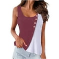 thumbnail image 2 of Pompotops Mode Femmes Col Rond Solide Couleur Épissage Gilet Sans Manches Tops, 2 of 7